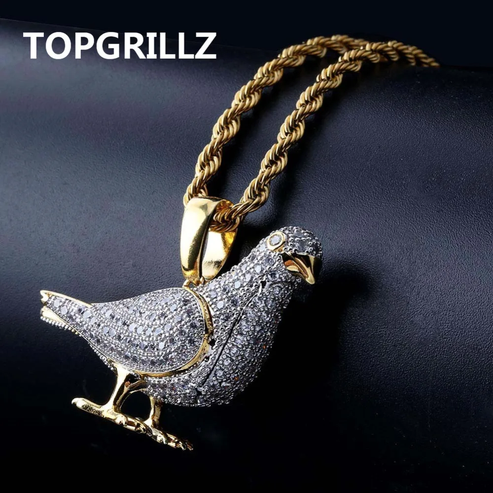 TOPGRILLZ новый стиль Сверкающее позолоченное двухцветное колье с микро-инкрустацией из циркония подвеска в виде голубя ожерелье хип-хоп ювелирные изделия для мужчин женщин
TOPGRILLZ новый стиль Сверкающее позолоченное двухцветное колье с микро-инкрустацией из циркония подвеска в виде голубя ожерелье хип-хоп ювелирные изделия для мужчин женщин