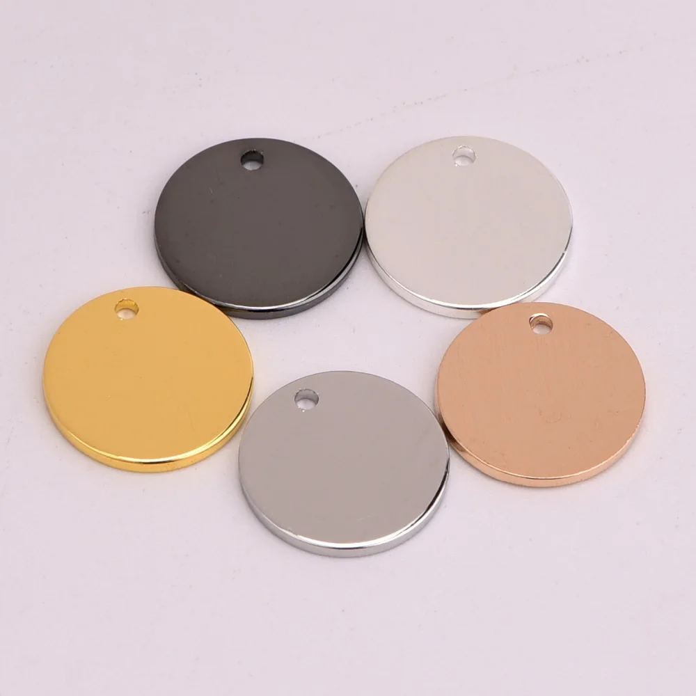 100 or 50pcs Plated Brass 15mm Flat Round Coin Drop Circle Stamping Charm Blank