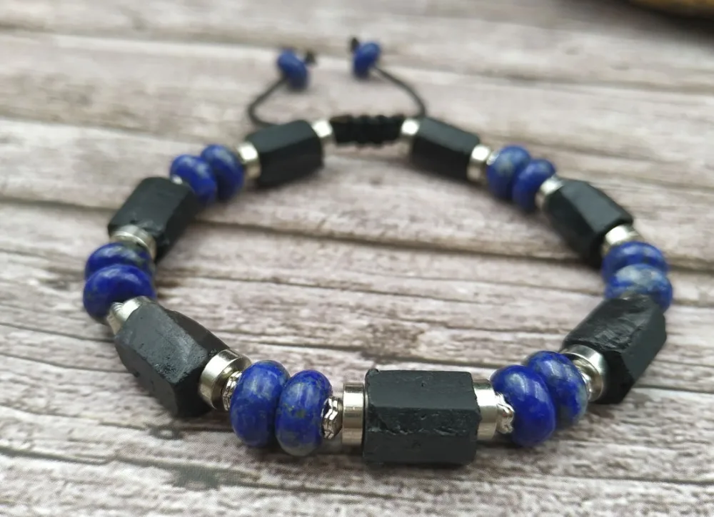 YA3920 Natural Black Tourmaline Lapis Stone Beads Cord Knotted Adjustable Bracelet
YA3920 Natural Black Tourmaline Lapis Stone Beads Cord Knotted Adjustable Bracelet