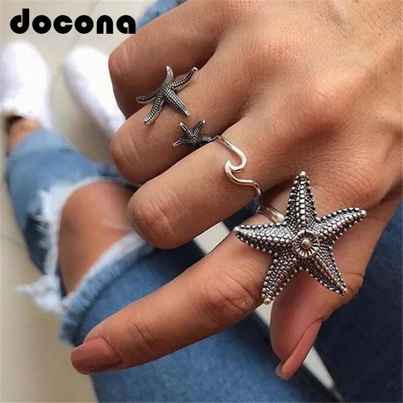 docona Boho Silver Color Starfish Shell Rings for Women Vintage Metal Large Starfish Knuckle Midi Ring Party Jewelry 6558
docona Boho Silver Color Starfish Shell Rings for Women Vintage Metal Large Starfish Knuckle Midi Ring Party Jewelry 6558