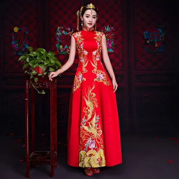 Modern Cheongsam Red Tops Woman 2018 Bride Chinese Traditional Qipao Wedding Dress Tang Suit For Women Phoenix Embroidery
Modern Cheongsam Red Tops Woman 2018 Bride Chinese Traditional Qipao Wedding Dress Tang Suit For Women Phoenix Embroidery