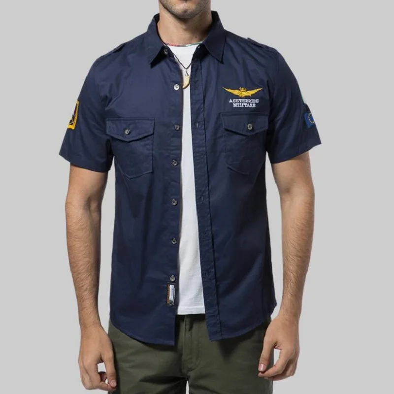New Spring Summer Military Shirts Men Air Force One Cotton Short Sleeve MA-1 Men's Shirt Mbroidery Slim Fit Coat Big Size
New Spring Summer Military Shirts Men Air Force One Cotton Short Sleeve MA-1 Men's Shirt Mbroidery Slim Fit Coat Big Size