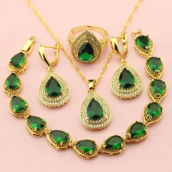 WPAITKYS Trendy Green Water Drop Cubic Zirconia Gold Color Jewelry Sets For Women Weding Earrings Pendant Ring Bracelet Free Box
WPAITKYS Trendy Green Water Drop Cubic Zirconia Gold Color Jewelry Sets For Women Weding Earrings Pendant Ring Bracelet Free Box