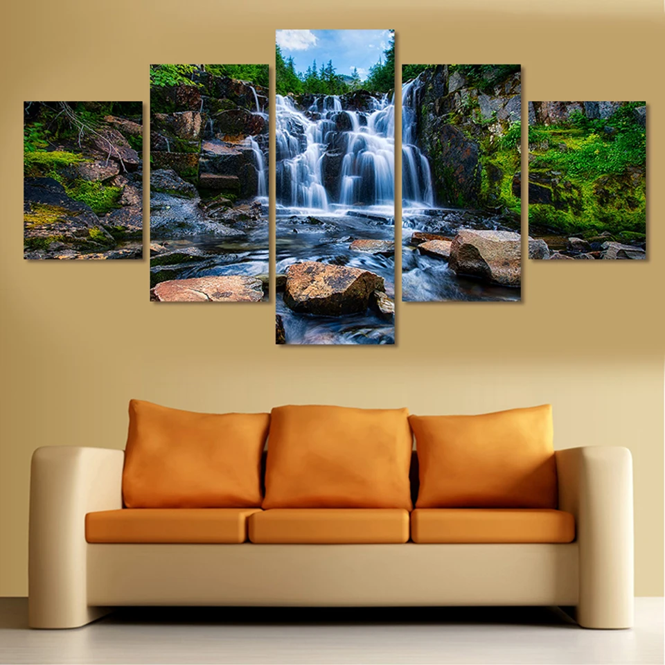 Wall Art Poster Home Decoration Modern 5 Panel Waterfall Landscape Living Room Canvas HD Print Painting Modular Pictures Frame
Wall Art Poster Home Decoration Modern 5 Panel Waterfall Landscape Living Room Canvas HD Print Painting Modular Pictures Frame