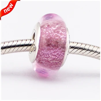 

Fits for Pandora Charms Bracelets 100% Sterling-Silver-Jewelry Dark Pink Rapunzel's Signature Colour Murano Glass Beads