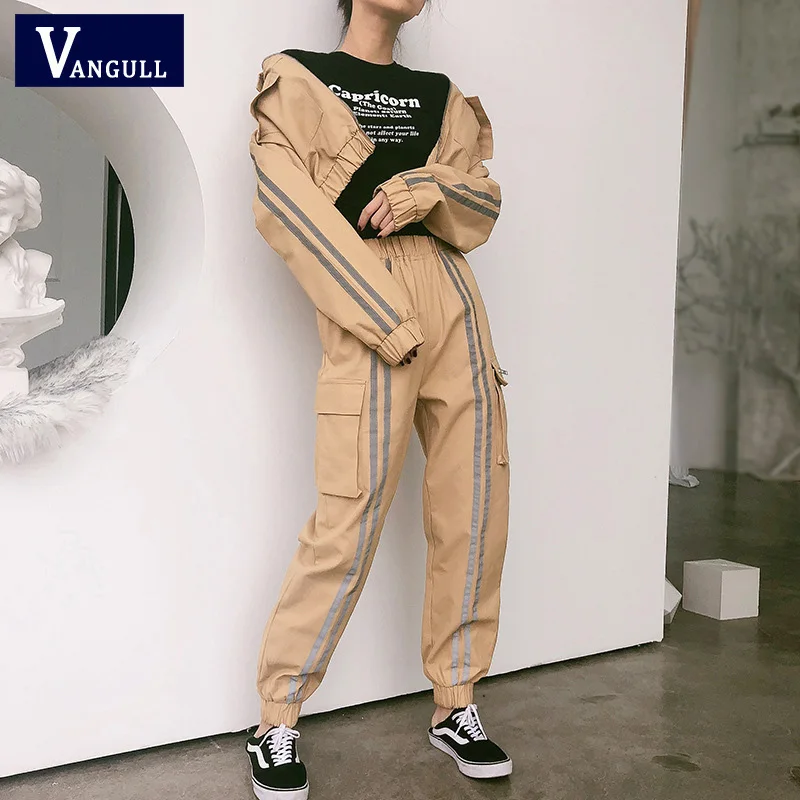 Vangull Shiny Side Stripe Two Piece Set Women Crop Top Cargo Pants 2 Piece Set Bomber Jacket Coat Joggers Womens Suit Tracksuit
Vangull Shiny Side Stripe Two Piece Set Women Crop Top Cargo Pants 2 Piece Set Bomber Jacket Coat Joggers Womens Suit Tracksuit
