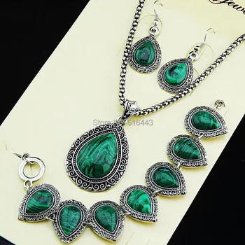 Freeshipping 3pcs Vintage Antique Silver Water Drop Natural Malachite Stone Earrings Bracelet Necklace Women Jewelry Set A1085
Freeshipping 3pcs Vintage Antique Silver Water Drop Natural Malachite Stone Earrings Bracelet Necklace Women Jewelry Set A1085