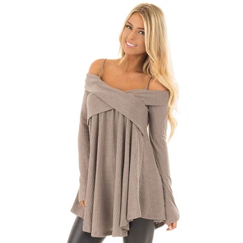 Autumn Fashion Sexy Strap Long Sleeve Cross Collar Top Off Shoulder Women's Sweaters Casual Slash Neck Knit Sweaters
Autumn Fashion Sexy Strap Long Sleeve Cross Collar Top Off Shoulder Women's Sweaters Casual Slash Neck Knit Sweaters