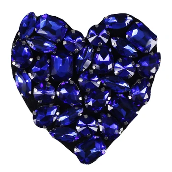 

10piece Beaded Rhinestones Navy Heart Patches Applique Badges Sew on Clothes Decorated Bordados Ropa Craft Sewing Supplies TH701