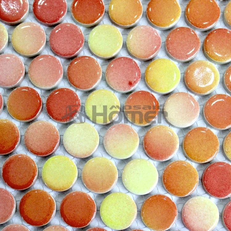 Фото shipping free! orange ceramic mosaic tiles round 19mm bathroom shower HME7026 kitchen backsplash | Дом и сад