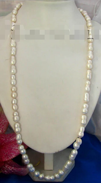 shipping 30"20mm white baroque double freshwater pearl necklace