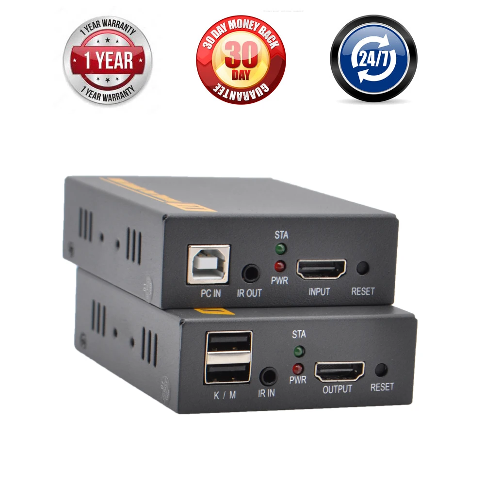 500ft 20~60 KHz Support IR USB Over TCP IP KVM Extender HD 1080P HDMI KVM IR Extension 150m By RJ45 Cat5e Cat6 For HDTV Apple TV
500ft 20~60 KHz Support IR USB Over TCP IP KVM Extender HD 1080P HDMI KVM IR Extension 150m By RJ45 Cat5e Cat6 For HDTV Apple TV