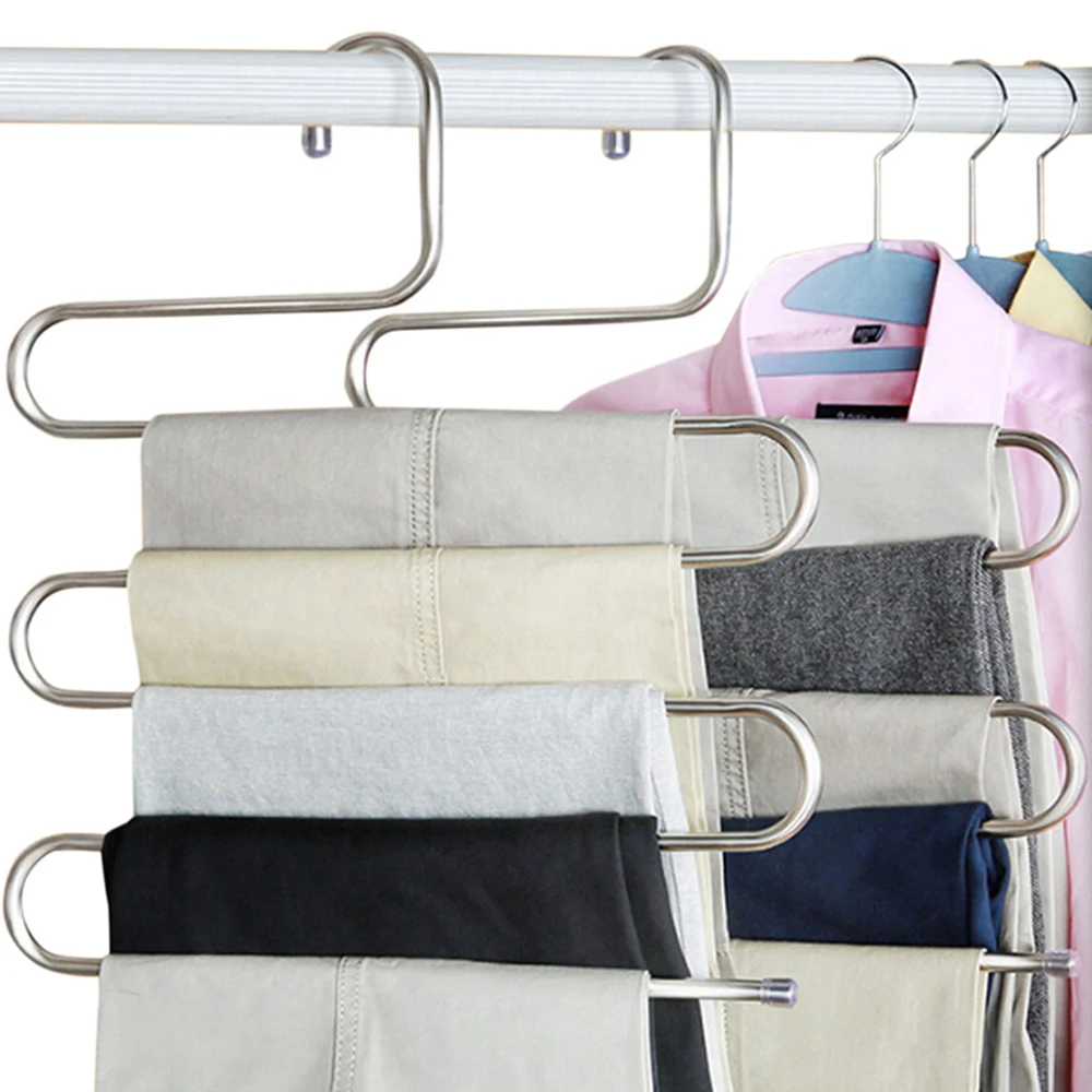 

High Quilaty 5 Layers Trousers Hanger Pants Clothes Holder Rack S Shape Multi-Purpose For Tie Organizer Storage Hanger