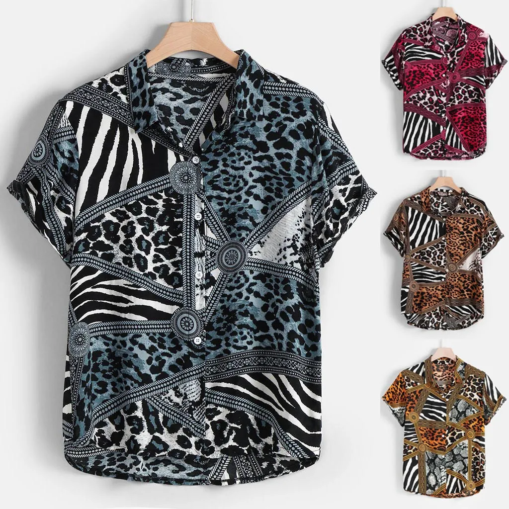 2019 Hot Sell Men's Summer Fashion Lapel Panel Striped Leopard Print Short Sleeve Shirt Top M-3XL Streetwear Support Dropship
2019 Hot Sell Men's Summer Fashion Lapel Panel Striped Leopard Print Short Sleeve Shirt Top M-3XL Streetwear Support Dropship