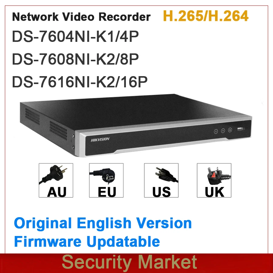

Original hik english version NVR Embedded Plug&Play 4/8/16Ch NVR DS-7604NI-K1/4P and DS-7608NI-K2/8P and DS-7616NI-K2/16P