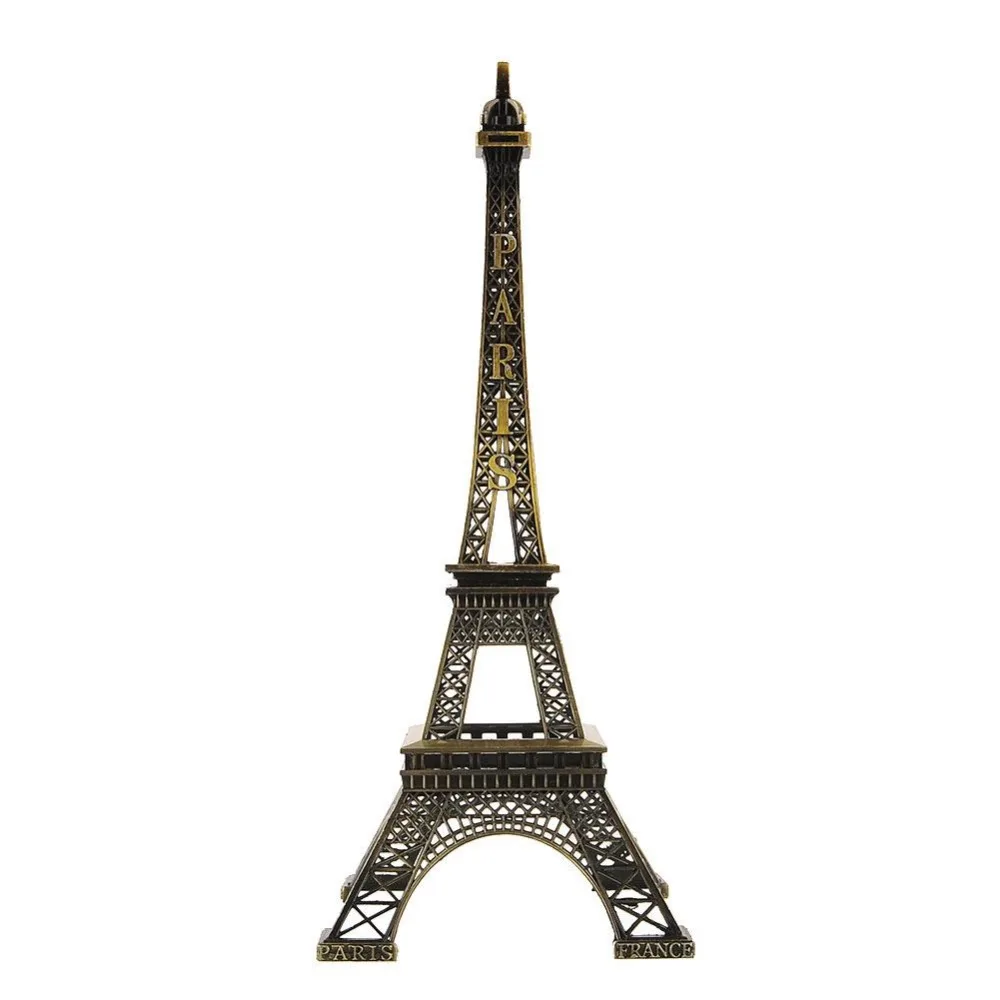 

30cm Bronze Tone Paris Eiffel Tower Figurine Statue Home Decors Antique Imitation Model Travel Souvenir Gifts