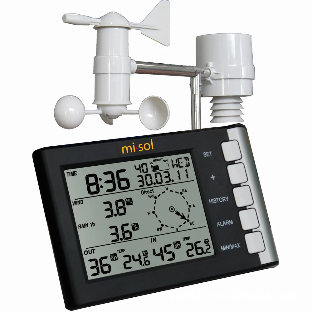 Professional weather station wind speed wind direction temperature humidity rain 433Mhz
Professional weather station wind speed wind direction temperature humidity rain 433Mhz