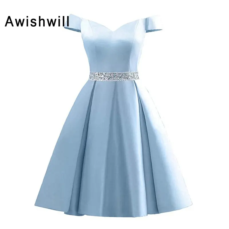 Real Pictures Off The Shoulder Short Evening Gowns A-line Beadings Satin Party Prom Dress 2019 Cheap Gala Dress
Real Pictures Off The Shoulder Short Evening Gowns A-line Beadings Satin Party Prom Dress 2019 Cheap Gala Dress