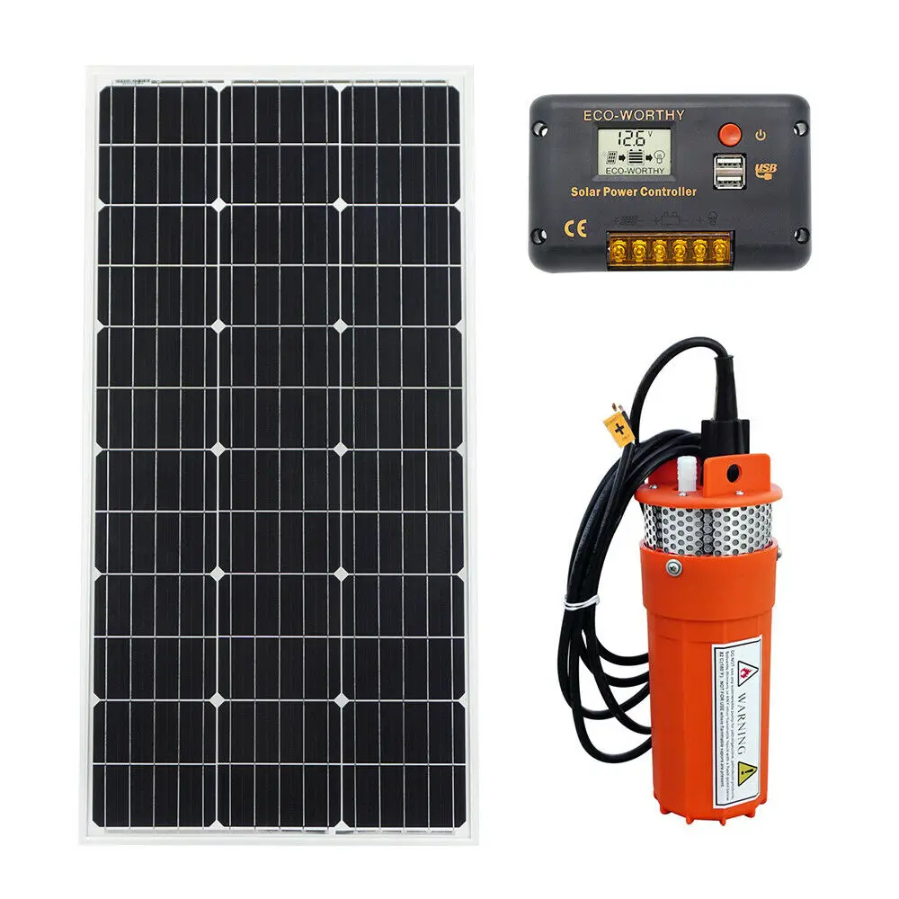 100W Solar Panel & 12V Deep Well Water Pump Kits for Pond /Home Ranch Irrigation Garden
100W Solar Panel & 12V Deep Well Water Pump Kits for Pond /Home Ranch Irrigation Garden