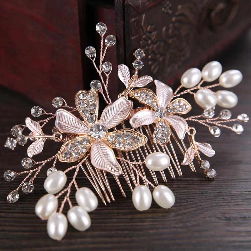 Vintage Rose Gold Silver Hair Jewelry Handmade Crystal Pearl Flower Wedding Hair Accessories Bride Hair Comb Jewelry Headpiece
Vintage Rose Gold Silver Hair Jewelry Handmade Crystal Pearl Flower Wedding Hair Accessories Bride Hair Comb Jewelry Headpiece