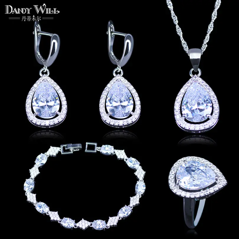 New Gift Set 925 LOGO Silver Color With White Stone Cubic Zirconia Dangle Earring Pendant Necklace Bracelets Woman Jewelry Set
New Gift Set 925 LOGO Silver Color With White Stone Cubic Zirconia Dangle Earring Pendant Necklace Bracelets Woman Jewelry Set