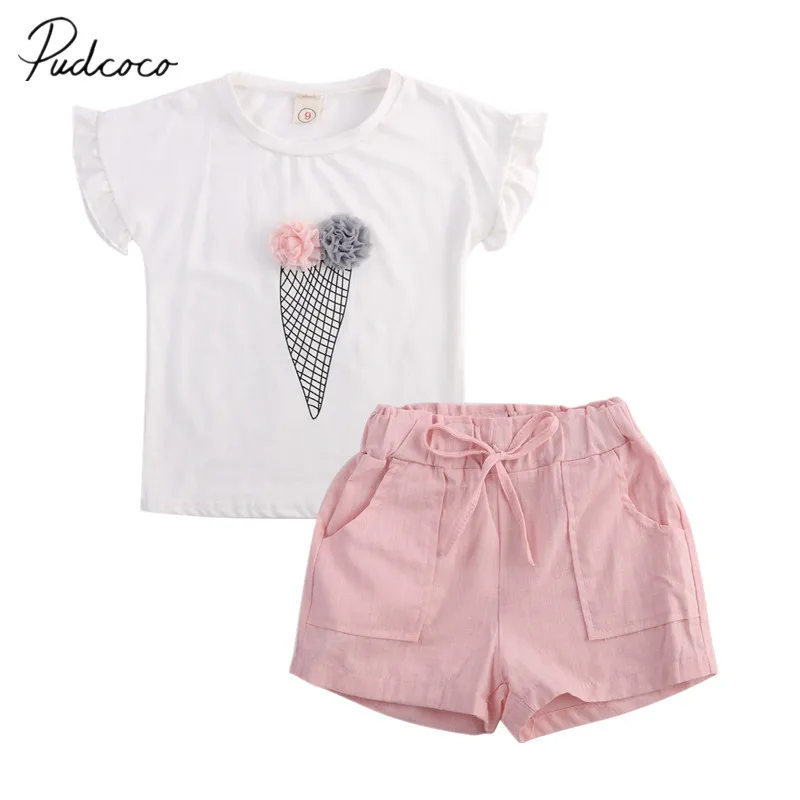 2019 Children Summer Clothing Toddler Kids Baby Girls Outfits Clothes Short Sleeve T-shirt Ice Cream Flower Tops+Solid Shorts
2019 Children Summer Clothing Toddler Kids Baby Girls Outfits Clothes Short Sleeve T-shirt Ice Cream Flower Tops+Solid Shorts