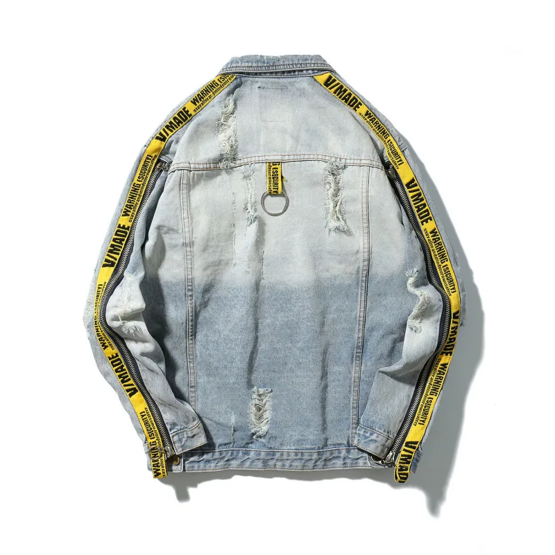 Aolamegs Denim Jacket Men Patchwork Gold Ribbon Cowboy Punk Rock Men's Jacket High Street Fashion Outwear Men Coat 2017 Autumn (1)