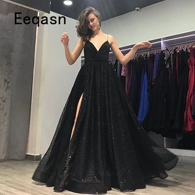 Vintage Black Evening Dress 2018 Spaghetti Straps V Neck Glitter Sequined Women Long Prom Dresses Formal Party Dresses
Vintage Black Evening Dress 2018 Spaghetti Straps V Neck Glitter Sequined Women Long Prom Dresses Formal Party Dresses