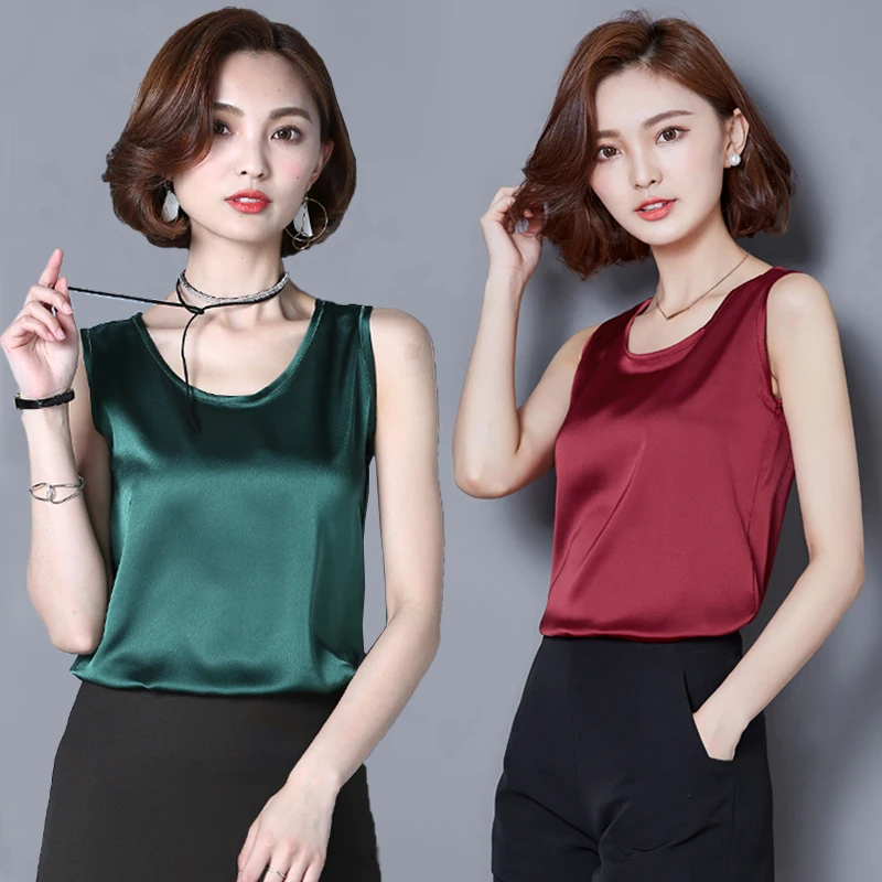 2019 Summer Tops Women Sexy Silk Ladies Camisole Bottom Shirt O-neck Cropped Feminino Female T-shirt Soft Satin Tank Top Crop
2019 Summer Tops Women Sexy Silk Ladies Camisole Bottom Shirt O-neck Cropped Feminino Female T-shirt Soft Satin Tank Top Crop