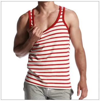 Newest design Men's stripe Cotton Tank Tops Mens slim fit Vest male red striped Tank Tops Running Vest sleeveless shirts 
Newest design Men's stripe Cotton Tank Tops Mens slim fit Vest male red striped Tank Tops Running Vest sleeveless shirts
