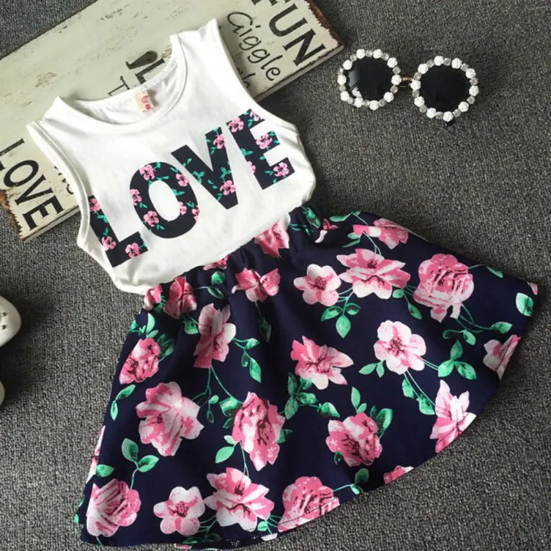 Summer Kids Girl's Dress Set Toddler Kids Baby Girls Outfits T Shirt Tops + Floral Mini Skirt Clothes Set 2PCS
Summer Kids Girl's Dress Set Toddler Kids Baby Girls Outfits T Shirt Tops + Floral Mini Skirt Clothes Set 2PCS