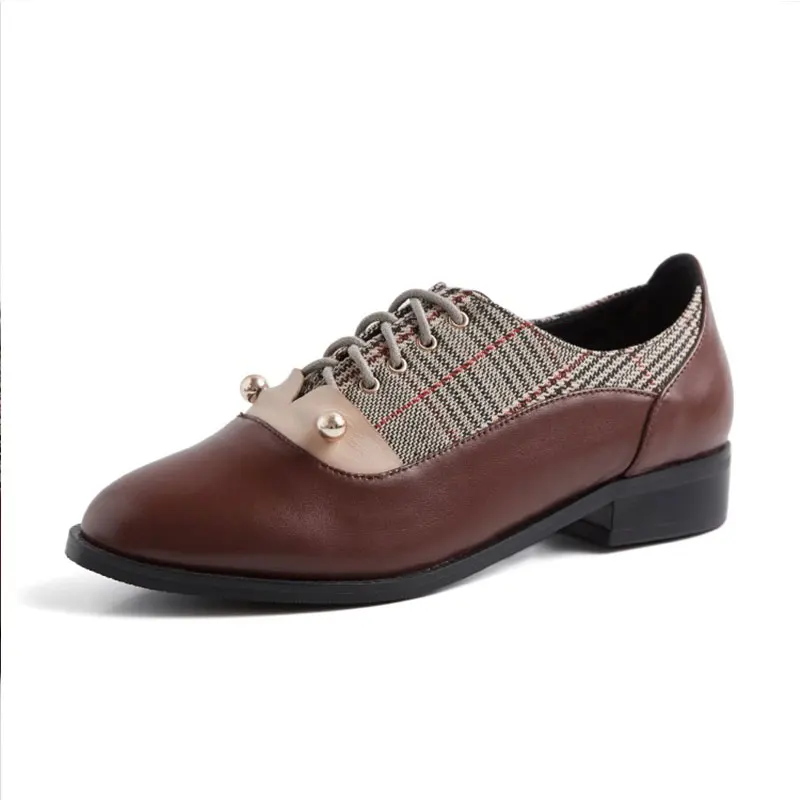Womens Genuine Leather Lace-Up Oxfords Brogue College Style Match with Plaid Shoes for Girls Lady's Office Casual Flat Shoes
Womens Genuine Leather Lace-Up Oxfords Brogue College Style Match with Plaid Shoes for Girls Lady's Office Casual Flat Shoes
