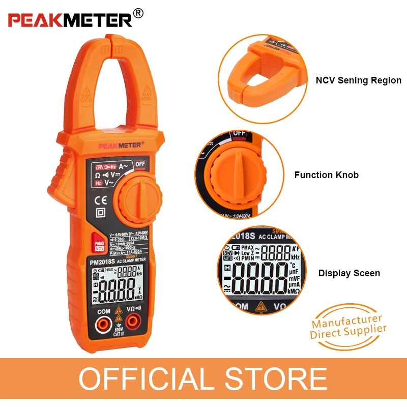 Digital Clamp Meter PEAKMETER PM2018S Portable Digital Multimeter AC Current Voltage Resistance Continuity Measurement Tester
Digital Clamp Meter PEAKMETER PM2018S Portable Digital Multimeter AC Current Voltage Resistance Continuity Measurement Tester