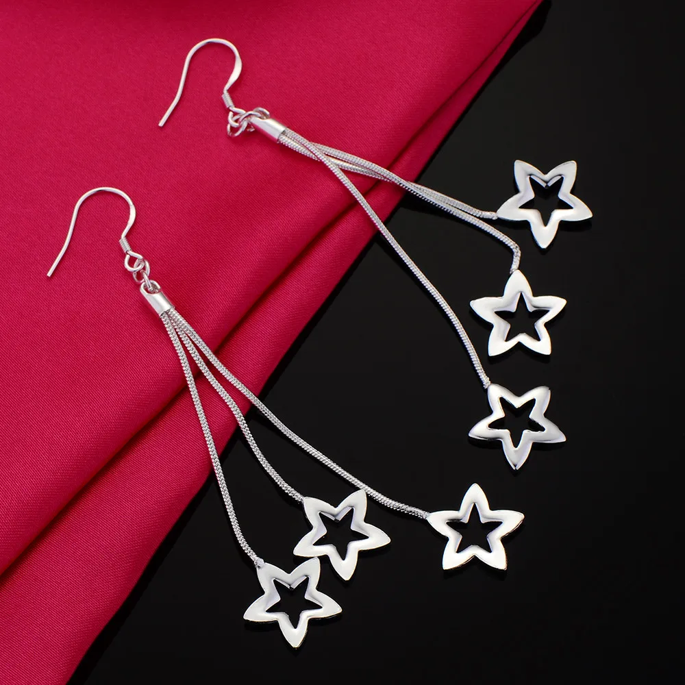 Pure Silver 925 Earrings for Women Stars Long Tassel Earing Brincos Femme Oorebellen Pendients Fashion Jewelry Wholesale Bijoux
Pure Silver 925 Earrings for Women Stars Long Tassel Earing Brincos Femme Oorebellen Pendients Fashion Jewelry Wholesale Bijoux
