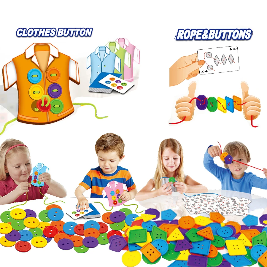 Clothes buttons,rope & buttons Board Game 2 wearing rope threading Basic Life Skills Early Leaning Educational toys for children
Clothes buttons,rope & buttons Board Game 2 wearing rope threading Basic Life Skills Early Leaning Educational toys for children