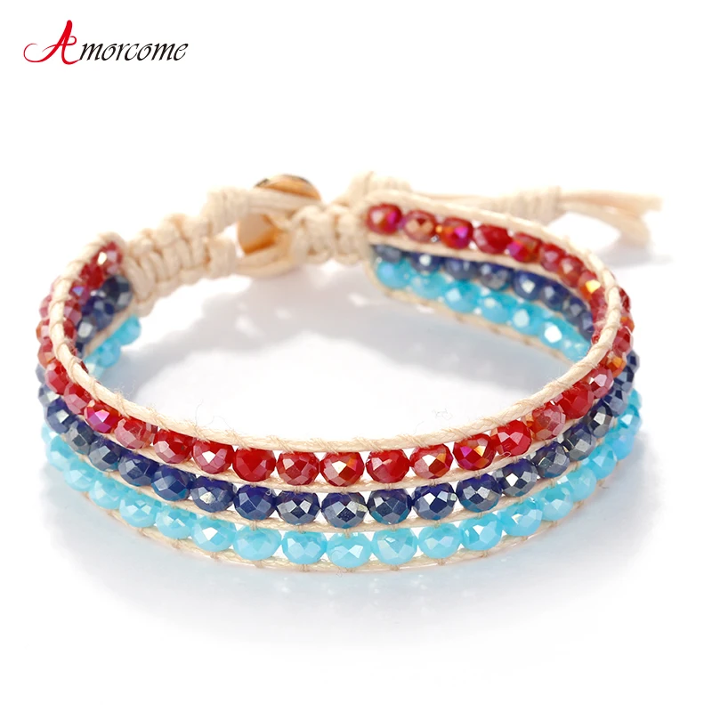 Amorcome Beads Strand Bracelets For Women Triple Layer Crystal Wrap Bracelets & Bangles Boho Multilayer Bracelet Female Jewelry
Amorcome Beads Strand Bracelets For Women Triple Layer Crystal Wrap Bracelets & Bangles Boho Multilayer Bracelet Female Jewelry