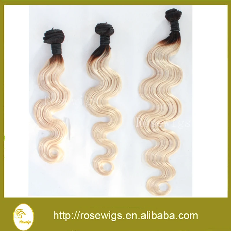 

Best Quality Ombre 1b/#613 bleach Blonde Peruvian Remy Human Hair body wave weaves wavy extensions machine weft 3 bundles