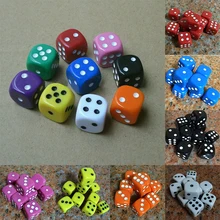 Best Promotion 10Pcs 16mm Multicolor Acrylic Round Corner Dice 6 sided Die Portable Table Games Dice(China)