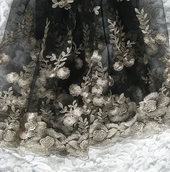 Black Embroidered Lace, embroidered tulle Gauze lace Fabric, Retro gold floral lace
Black Embroidered Lace, embroidered tulle Gauze lace Fabric, Retro gold floral lace