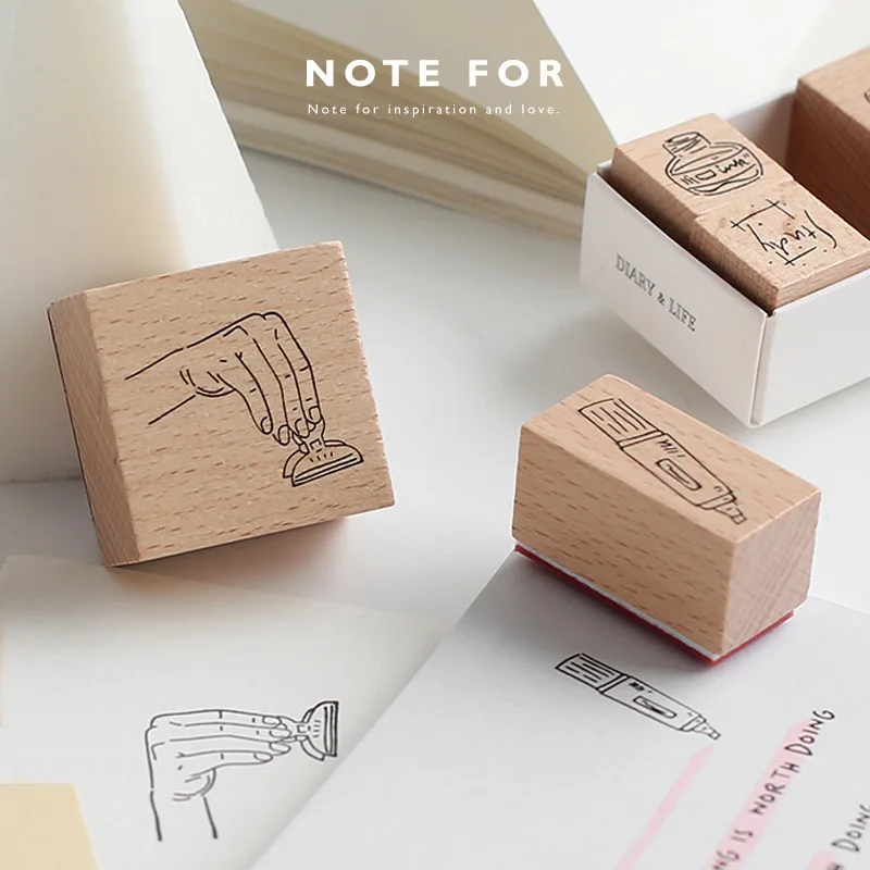 

14 styles Kawaii Stationery Small Objects Series seal stamp Wood and rubber seal Log rubber stamp Decorative dairy book Escolar