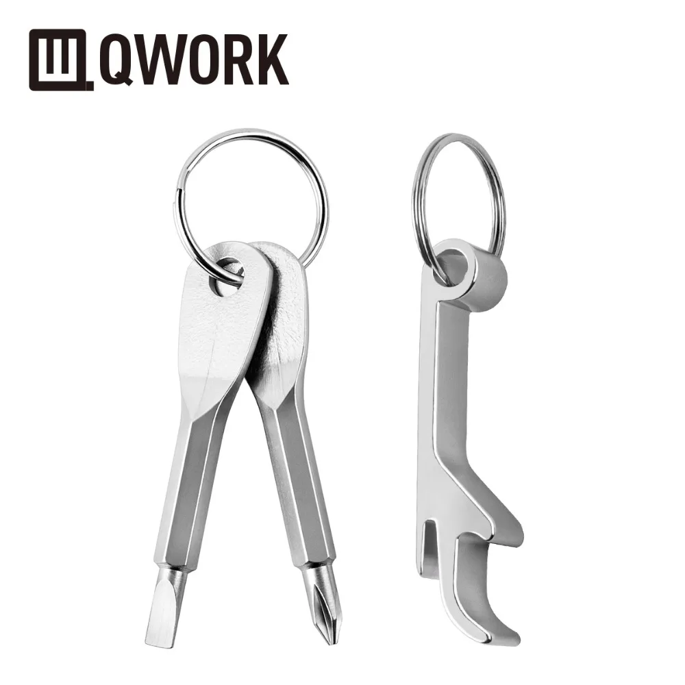 QWORK 3 Pcs Set of Portable Stainless Steel Screwdriver Key (flat head + Philips head)with Key Ring plus Can Bottle Opener
QWORK 3 Pcs Set of Portable Stainless Steel Screwdriver Key (flat head + Philips head)with Key Ring plus Can Bottle Opener