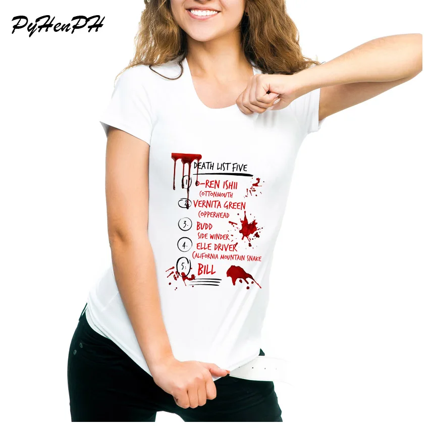 Kill Bill Bloody Death List Printed Tshirt For Women Kill Bill Death List Design Tee Shirt For Lady Tops Tees Hipster T-shirts
Kill Bill Bloody Death List Printed Tshirt For Women Kill Bill Death List Design Tee Shirt For Lady Tops Tees Hipster T-shirts