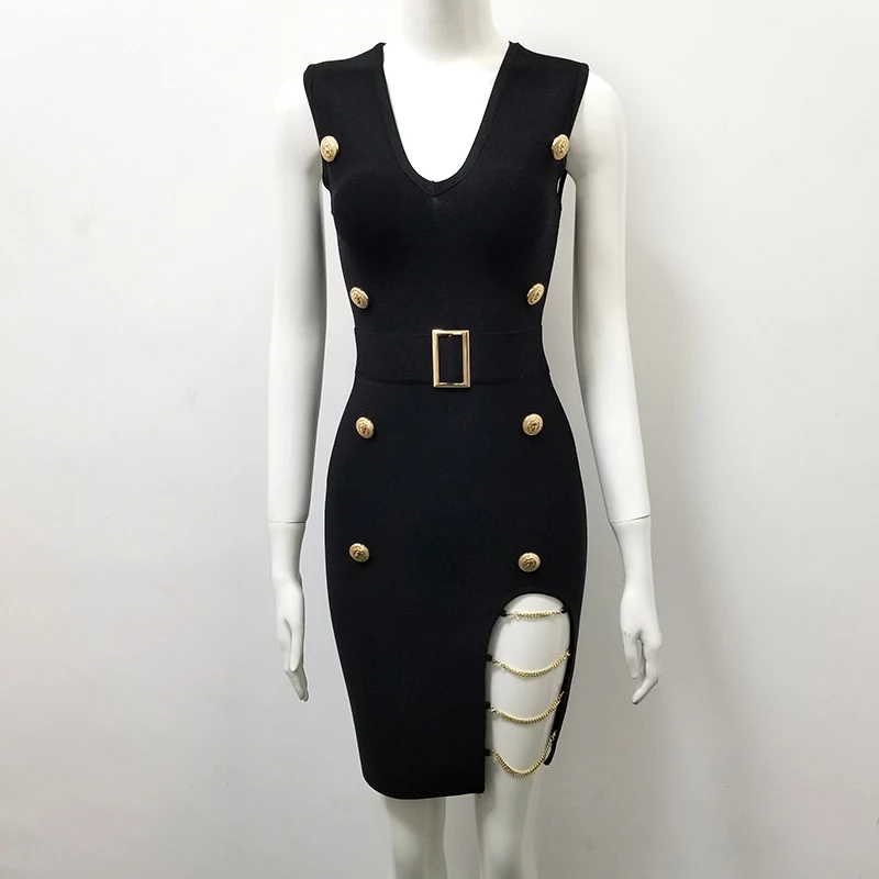 New Women black cut out Button v neck Sleeveless Elegant Celebrity evening party Bandage vestido dress 2018 Summer High Quality
New Women black cut out Button v neck Sleeveless Elegant Celebrity evening party Bandage vestido dress 2018 Summer High Quality