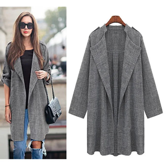 2018 New Women Long Coat Breasted Gray Suit Loose Blazer Jacket Linen Suit Womens Plus Size Ladies Outerwear Women Suits Work
2018 New Women Long Coat Breasted Gray Suit Loose Blazer Jacket Linen Suit Womens Plus Size Ladies Outerwear Women Suits Work