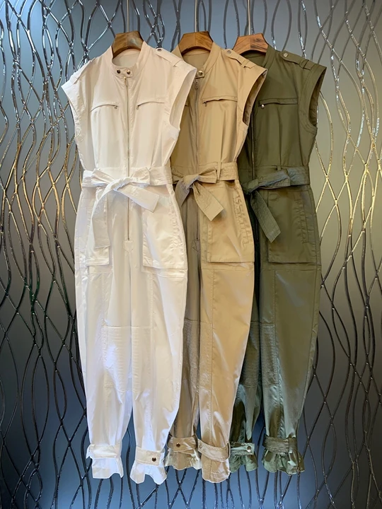 2019 Summer New Women's Round Neck Band Button Tie Received Sleeveless Pants 614
2019 Summer New Women's Round Neck Band Button Tie Received Sleeveless Pants 614