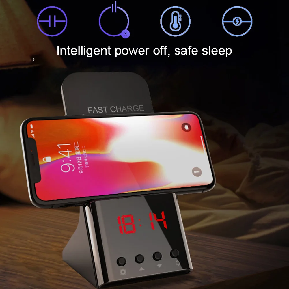 10W Qi Standard Fast Wireless Charger with Alarm Clock Stand for iPhone X XS Samsung QF66
10W Qi Standard Fast Wireless Charger with Alarm Clock Stand for iPhone X XS Samsung QF66