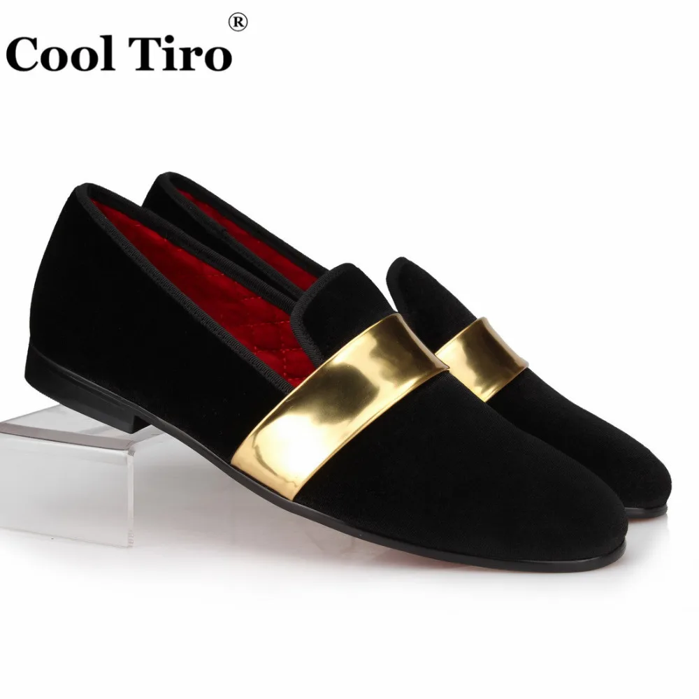 Black Velvet Loafers with Gold belt (1)