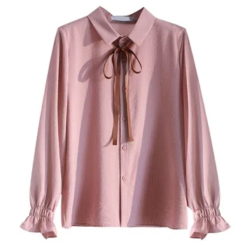 Striped Autumn Shirt Women Sweet Plus Size Butterfly Sleeve Bow Tie Turn Down Collar Solid Color Single Buckle Blouse
Striped Autumn Shirt Women Sweet Plus Size Butterfly Sleeve Bow Tie Turn Down Collar Solid Color Single Buckle Blouse
