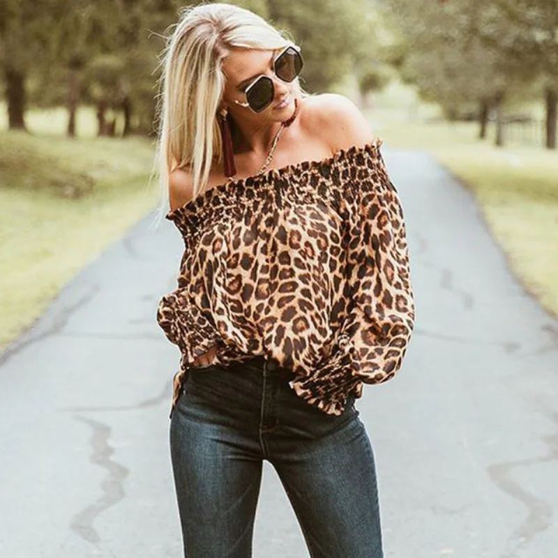 Womens Off Shoulder Blouse Hot Sexy Women Leopard Print Long Sleeve Blouse Tops Ladies Tops And Blouses 2019 Puff Sleeve Blouses
Womens Off Shoulder Blouse Hot Sexy Women Leopard Print Long Sleeve Blouse Tops Ladies Tops And Blouses 2019 Puff Sleeve Blouses