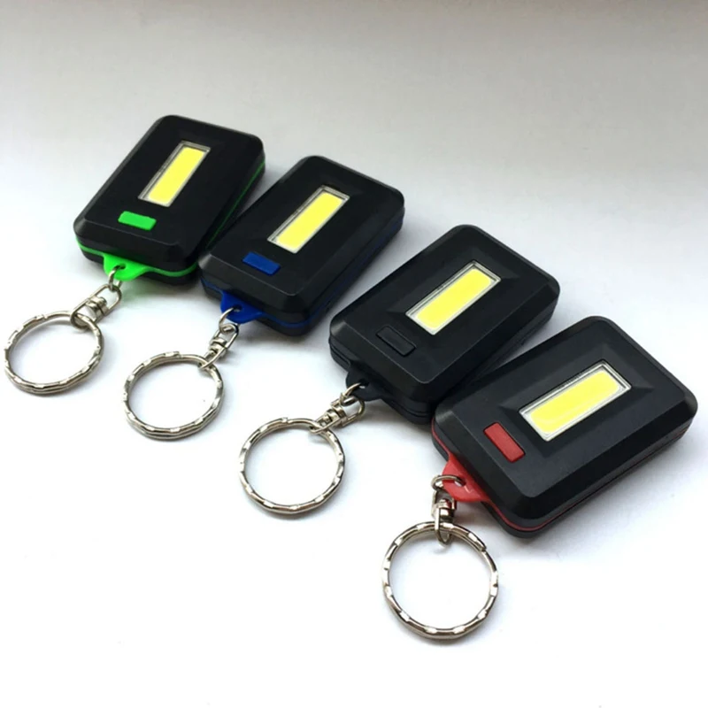 COB Mini LED Flashlight worklight Keychain Portable Keyring Light Torch Key 